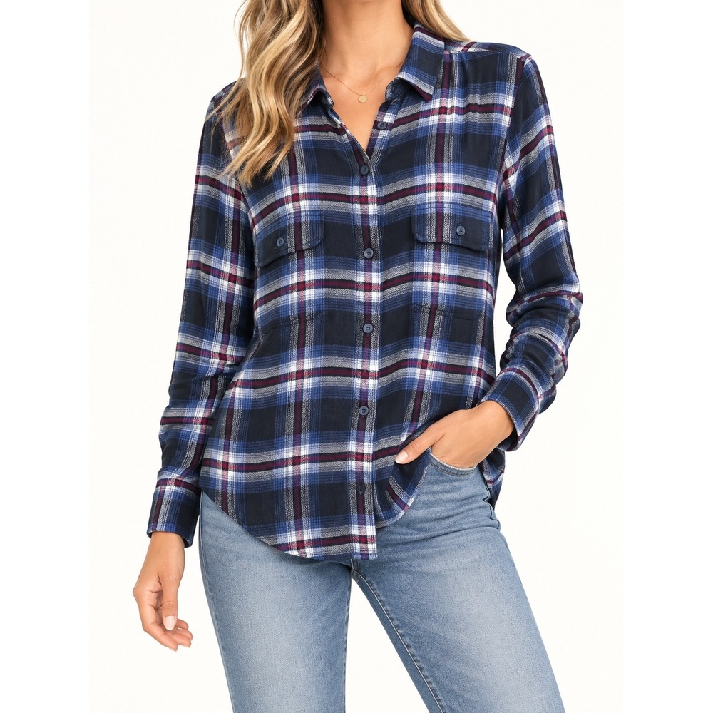 American Eagle Aah-Mazingly Soft Plaid Flannel Shirt XL Blue Classic Button Down
